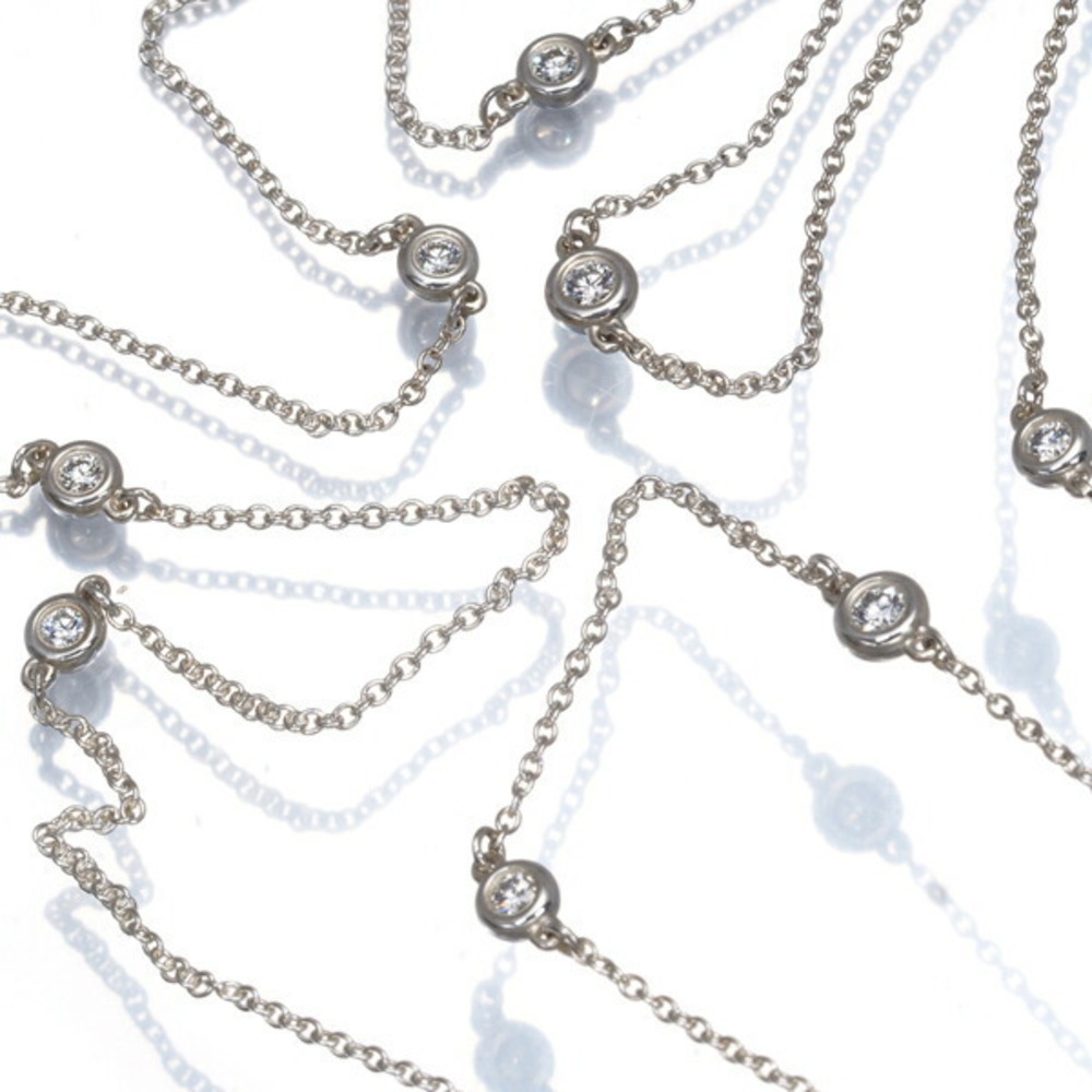 Tiffany Co Diamond By the Yard Station Long Sterling Silver Necklace